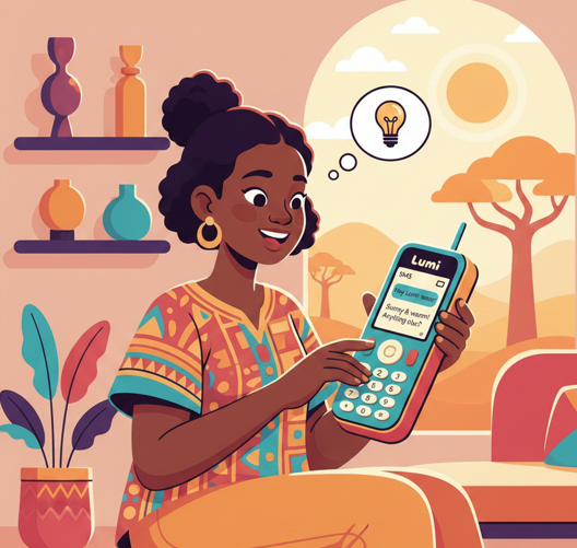 Person using Lumi on a feature phone